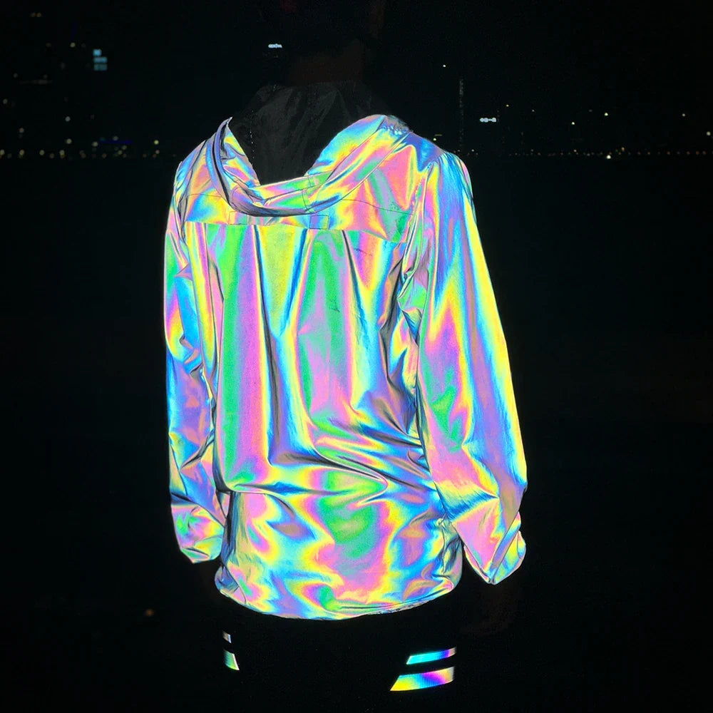 ReflectaGear Fietsjack – Reflecterend Winddicht & Waterafstotend Jack met Capuchon voor Veilig Nachtfietsen