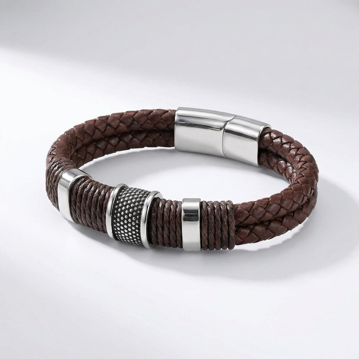 Leren Herenarmband – Stoer Meerlaags Gevlochten Ontwerp