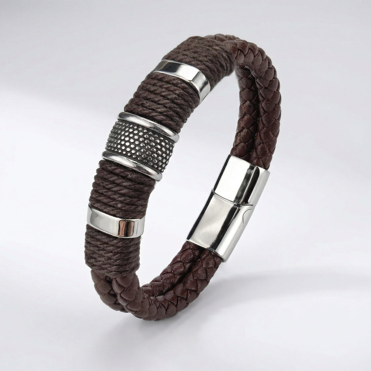 Leren Herenarmband – Stoer Meerlaags Gevlochten Ontwerp