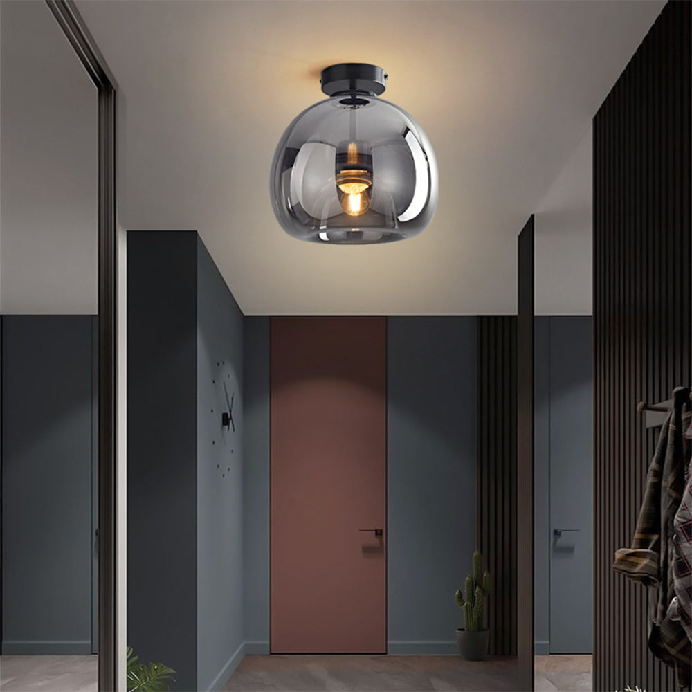 Valtaro Plafondlamp – Koperen plafondlamp met glazen kap en retro-modern design