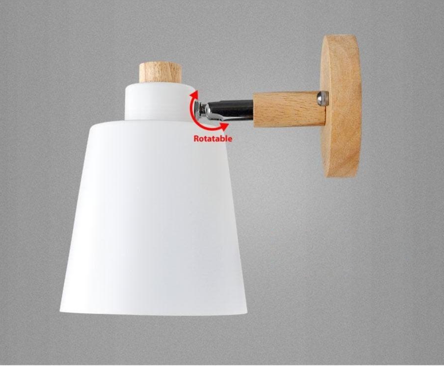Nordura Leeslamp met Stekker – Verstelbare Kap en Houten Wandplaat