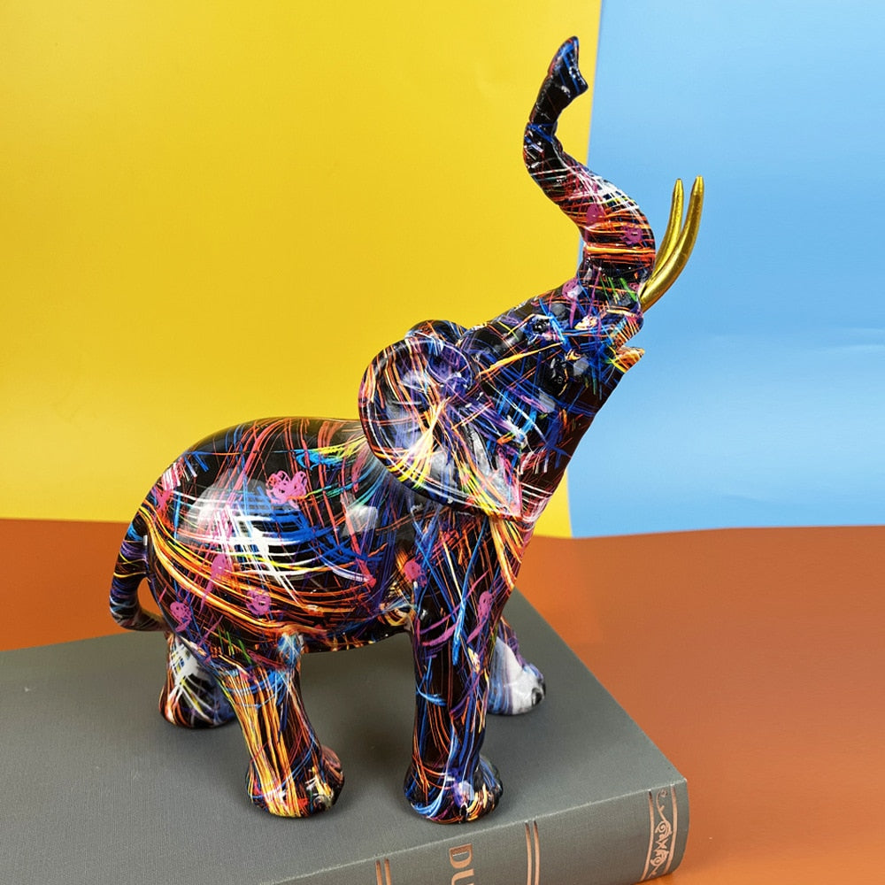 ElevaArt Olifant Beeld – Kleurrijk Abstract Decoratiebeeld met Handgemaakt Vakmanschap