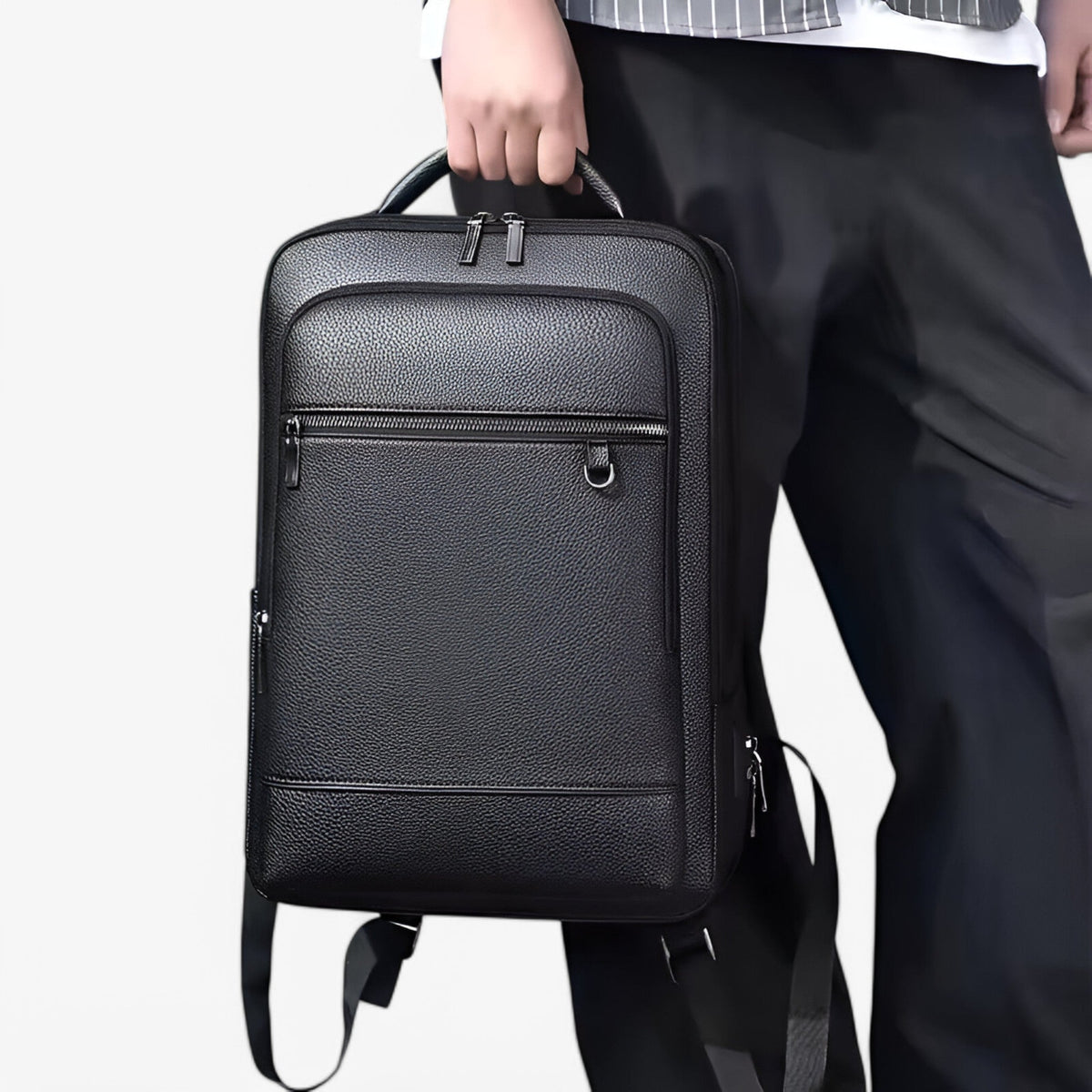 Leren Rugzak met USB & Laptopvak – Elegant en Functioneel voor Heren
