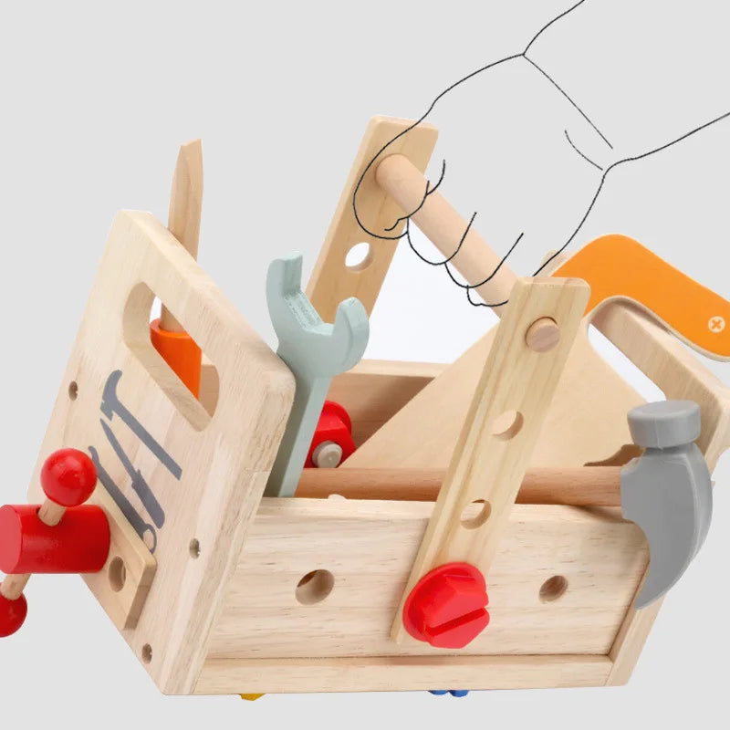 BuildBuddy Gereedschapskist – Montessori Houten Bouwspeelgoed Kinderen