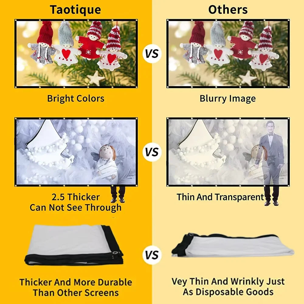 60 72 84 100 120 150 inch Simple Foldable Projection Screen 100inch Curtain 16:9 Outdoor Full HD 2K 4K Projector Screen Curtain VestraGear