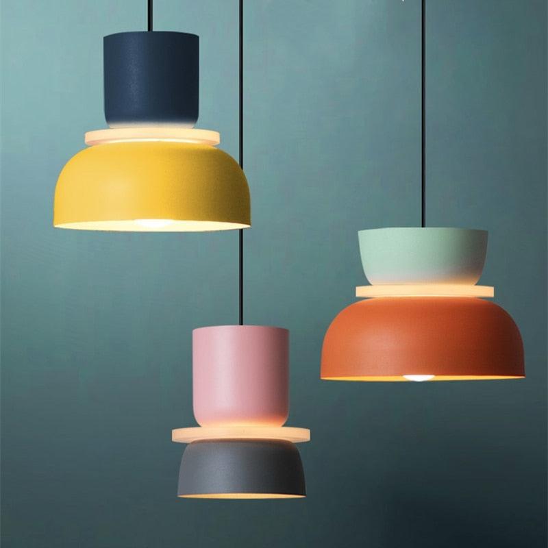 Lunora Saturn Halo Hanglamp – Modern Aluminium met Kleurrijk Accent