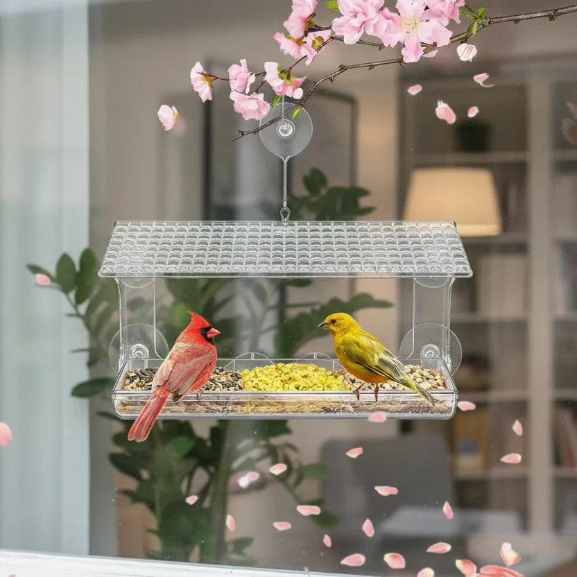 SKYVIEWFEED – Transparent Window Feeder Station for Wild Birds Vestragear