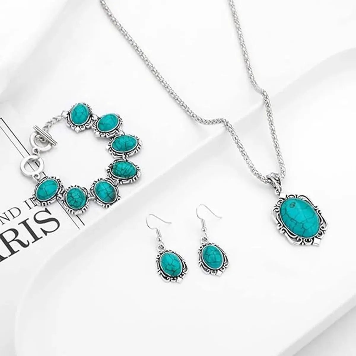 Vintage Sieradenset Dames – 3-Delige Set met Armband, Ketting & Oorbellen