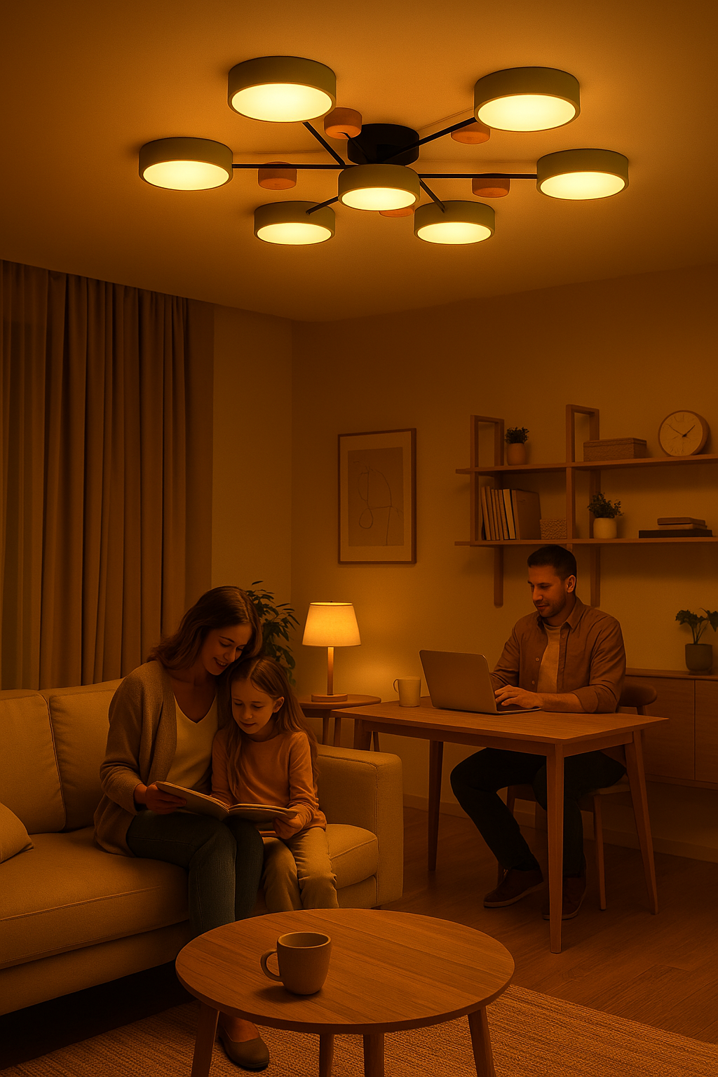Nordora – Scandinavische LED-plafondlamp vertakt design & sfeervol licht