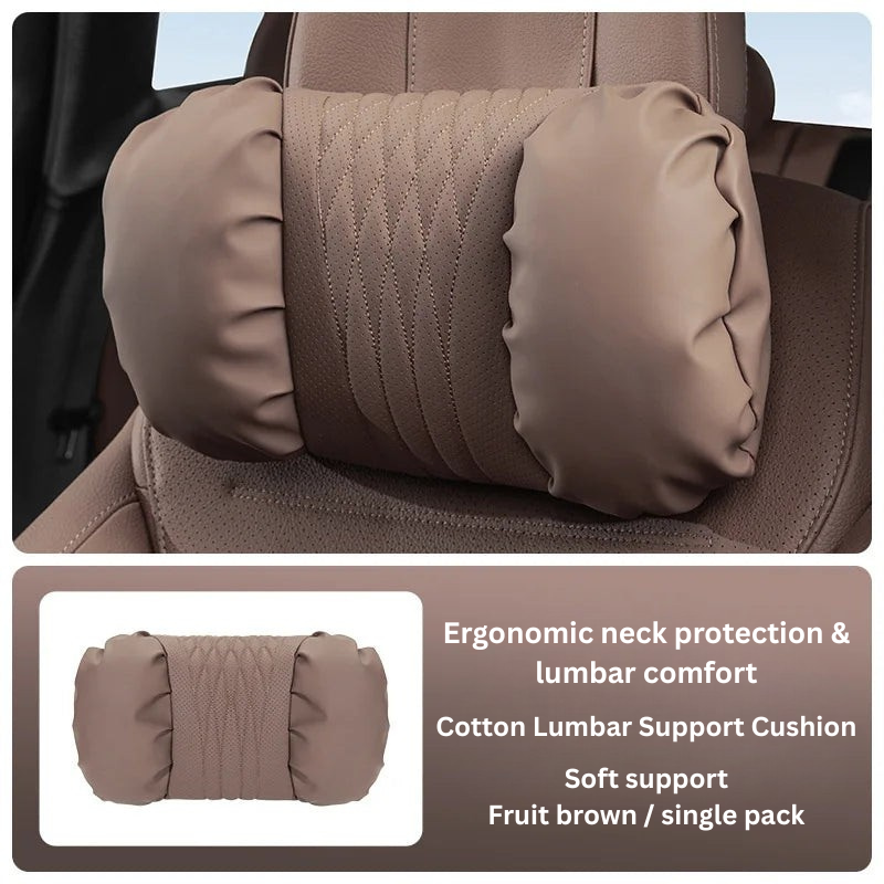 Hoofdsteun & Lendensteun Auto – Nappa-Look PU, Zachte Vulling & 2-Delige Set