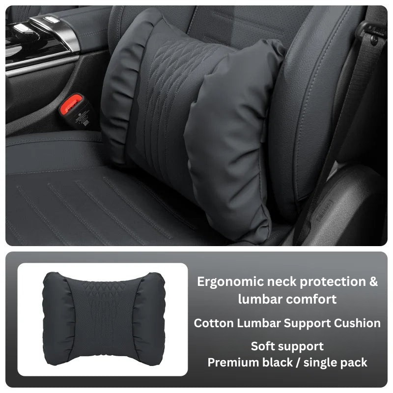 Hoofdsteun & Lendensteun Auto – Nappa-Look PU, Zachte Vulling & 2-Delige Set