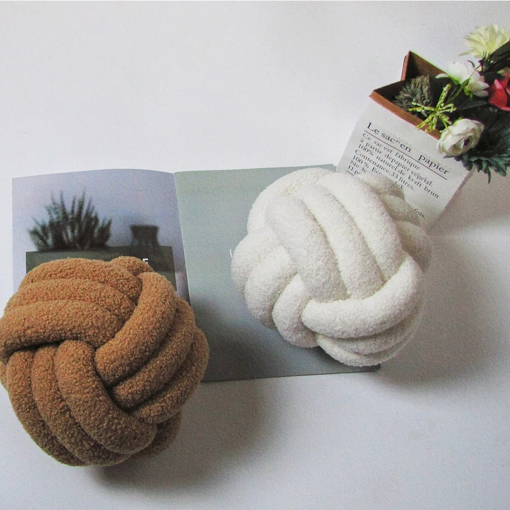 Nuvora Knoopkussen – Katoen Pluche Rond Design, Boho Stijl in 2 Maten