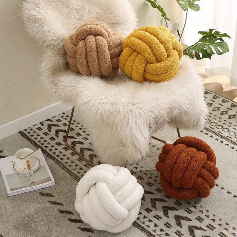 Nuvora Knoopkussen – Katoen Pluche Rond Design, Boho Stijl in 2 Maten
