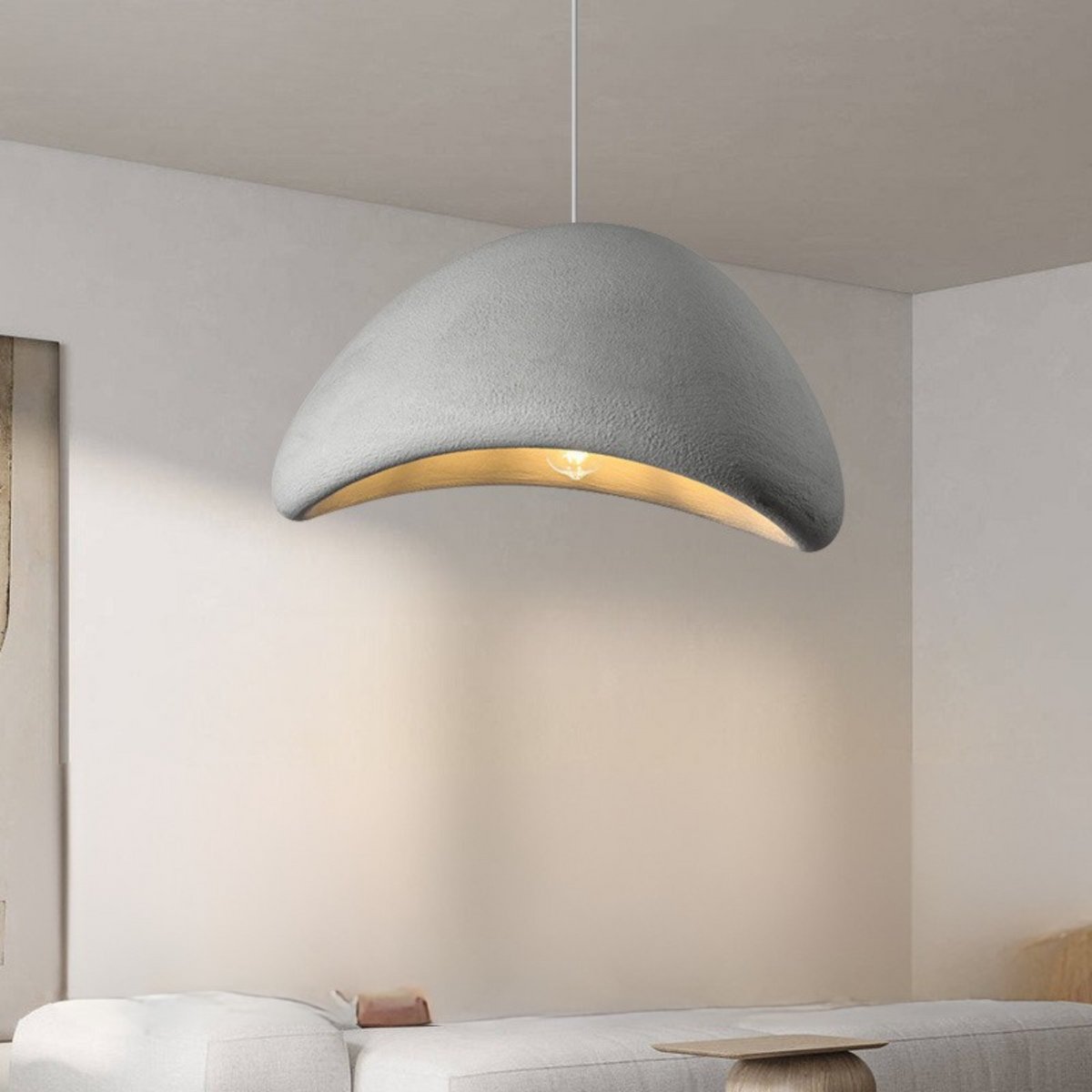 Zenara hanglamp – Japandi plafondlamp van matte hars met minimalistisch & organisch design