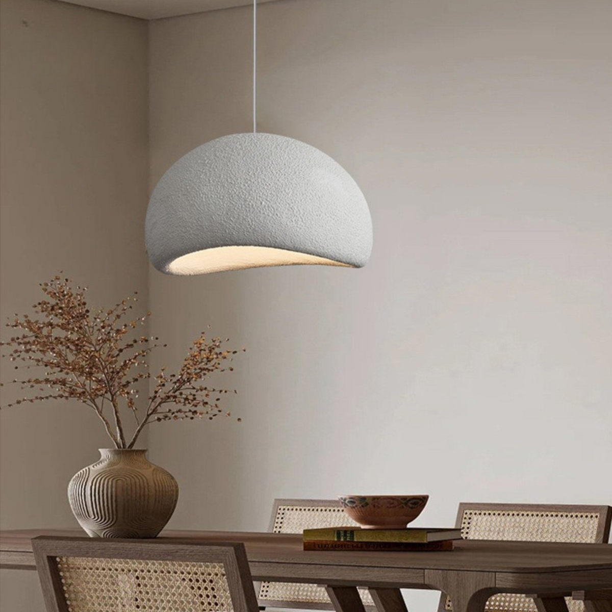 Zenara hanglamp – Japandi plafondlamp van matte hars met minimalistisch & organisch design