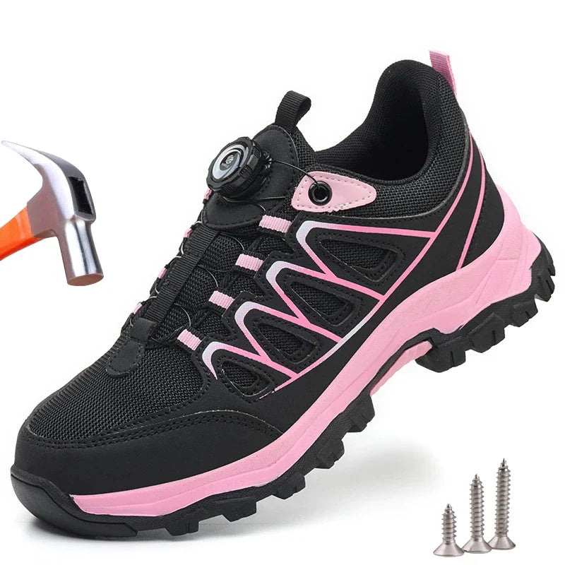 Veiligheidsschoenen Dames S3 met Stalen Neus, Ademend en Antislip, Roze 0