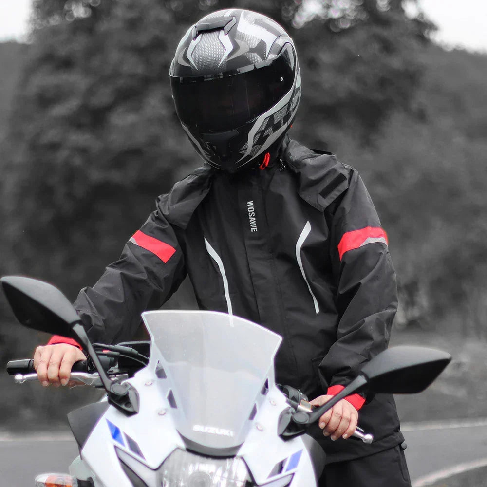 Wosawe Motorregenjas – Waterdichte Herenjas met Reflecterende Details & Winddicht Ontwerp