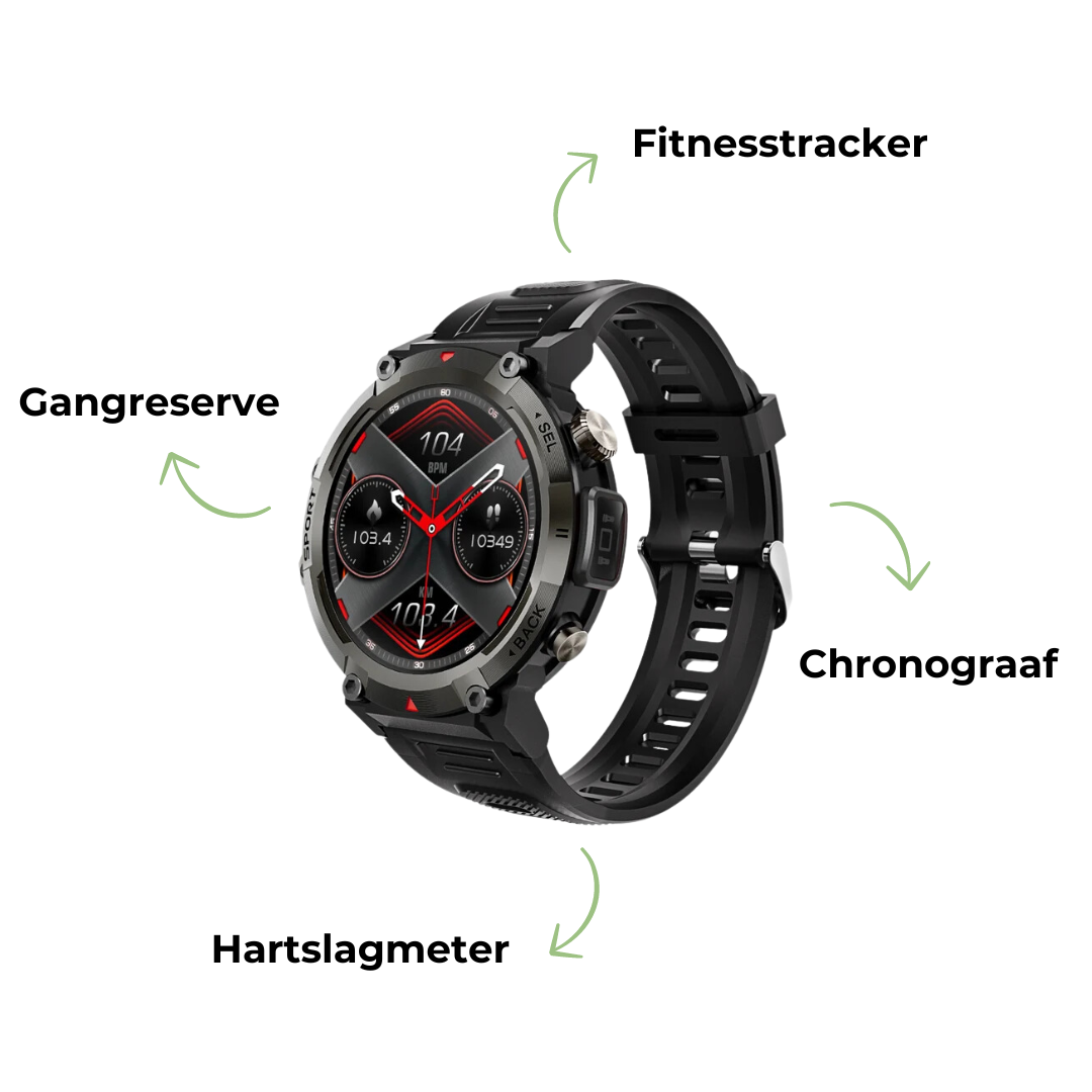 Teralis – Outdoor Smartwatch Bluetooth & Gezondheid – Fitness & Dagelijks Gebruik VestraGear