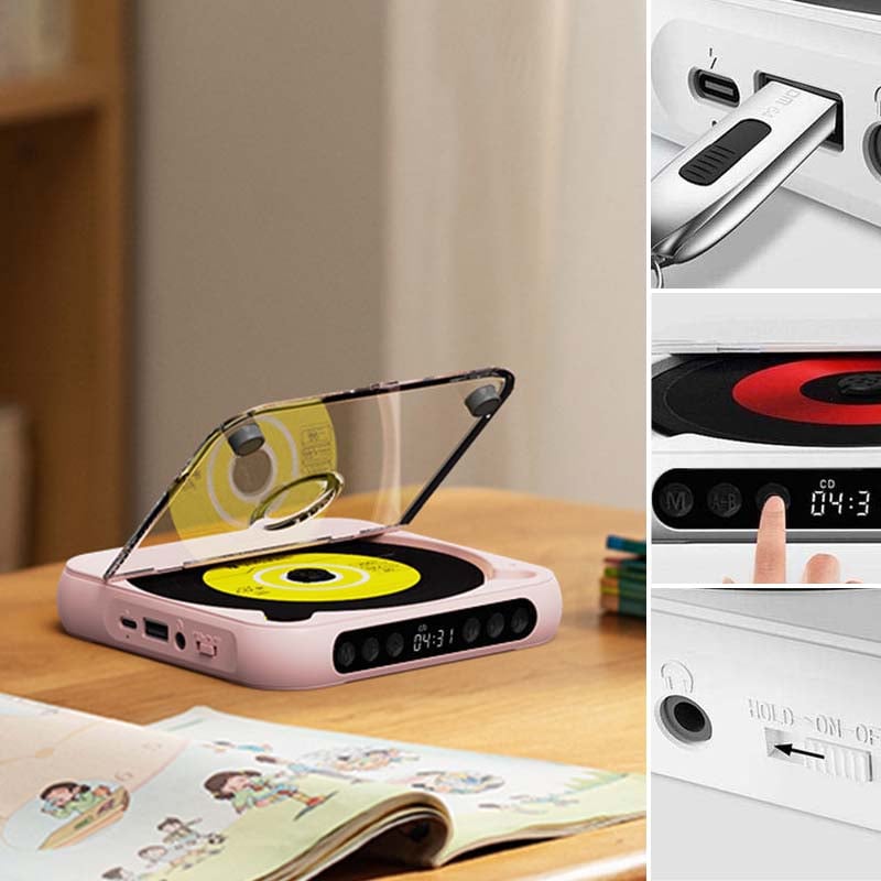Draagbare CD Speler – Bluetooth 5.3, Oplaadbare Batterij & Compact Design