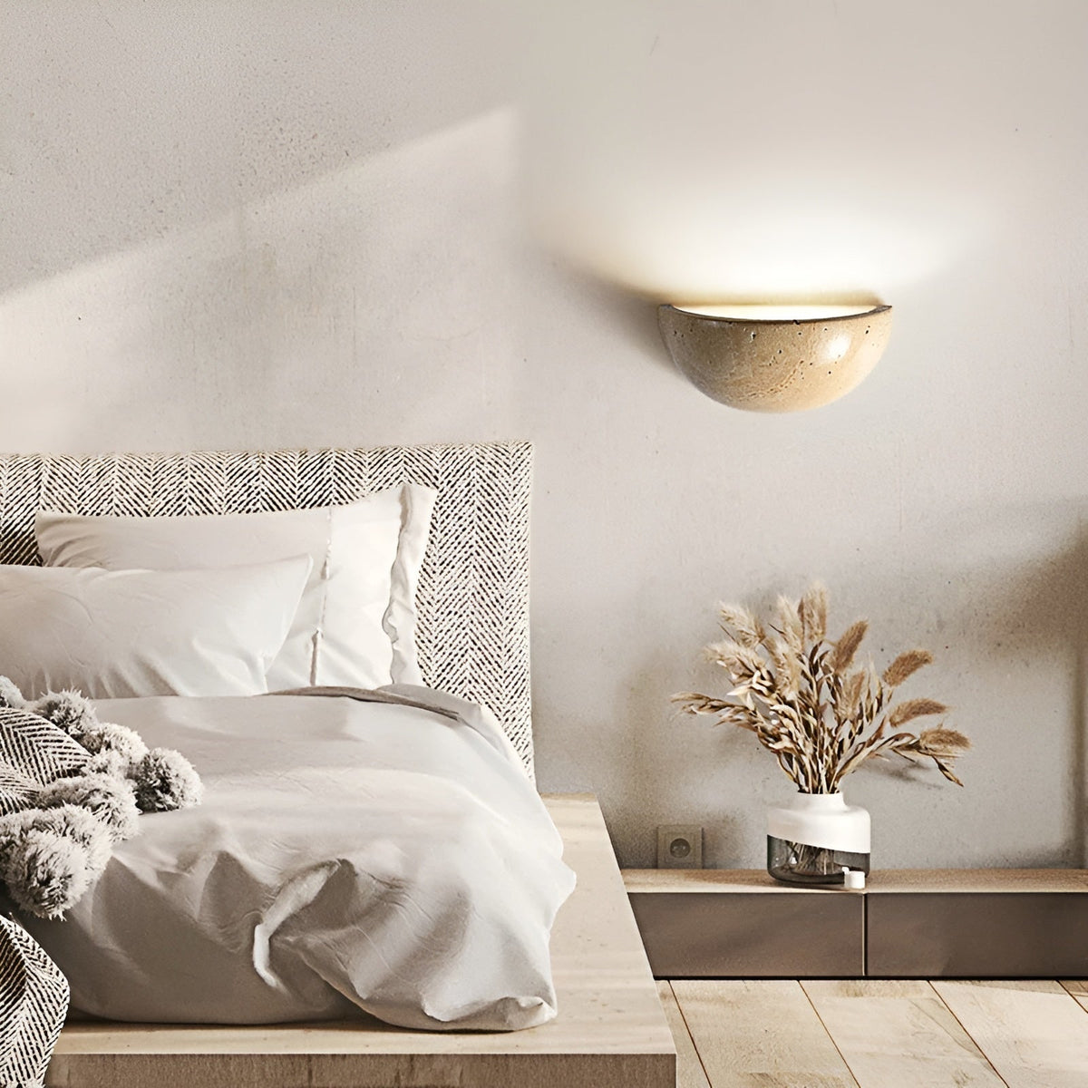 KuraLight – Halfronde LED Wandlamp – Wabi-Sabi Minimalistisch Ontwerp