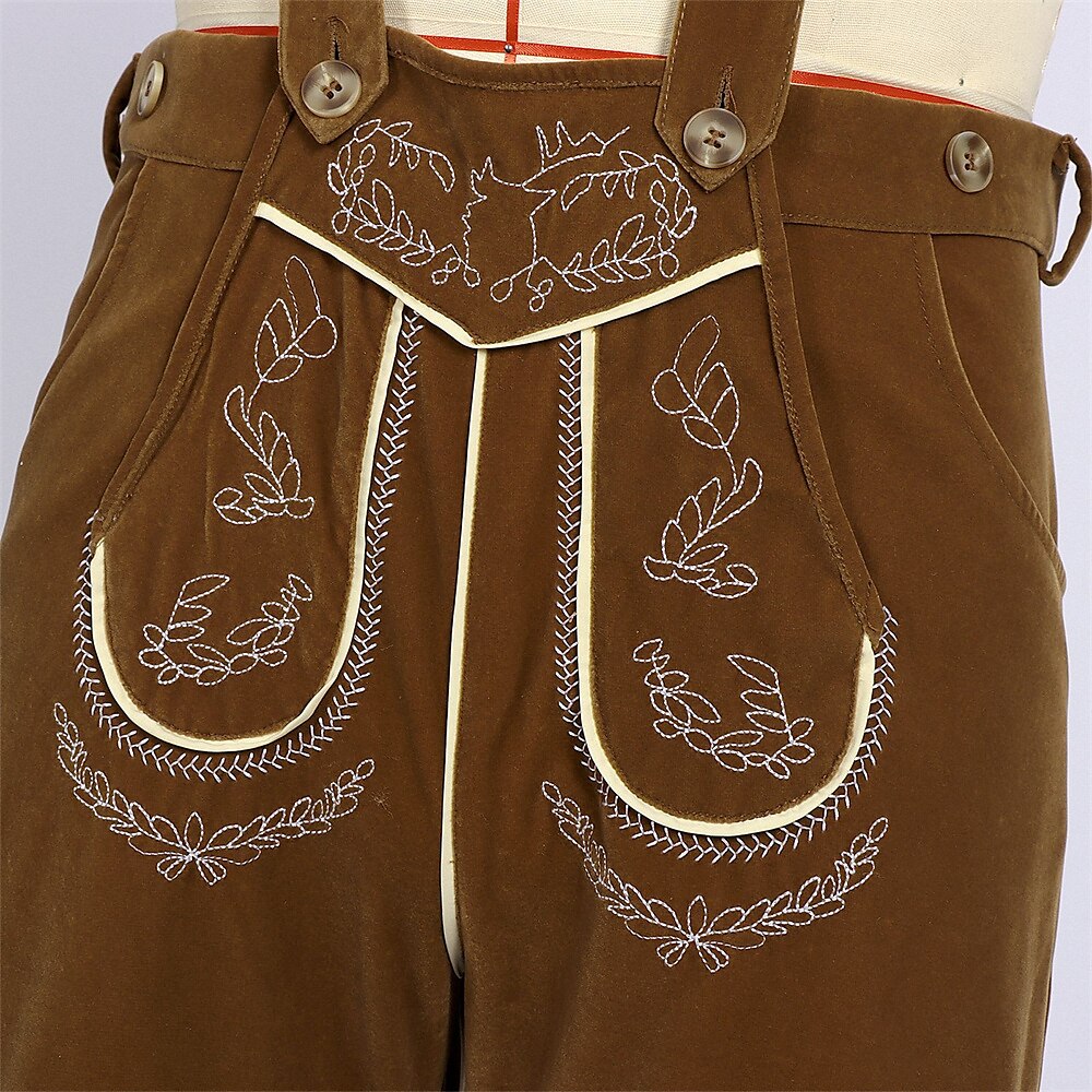 AlpenGeist – Heren Lederhose met Borduursel – Bruin Suède-Look Oktoberfest