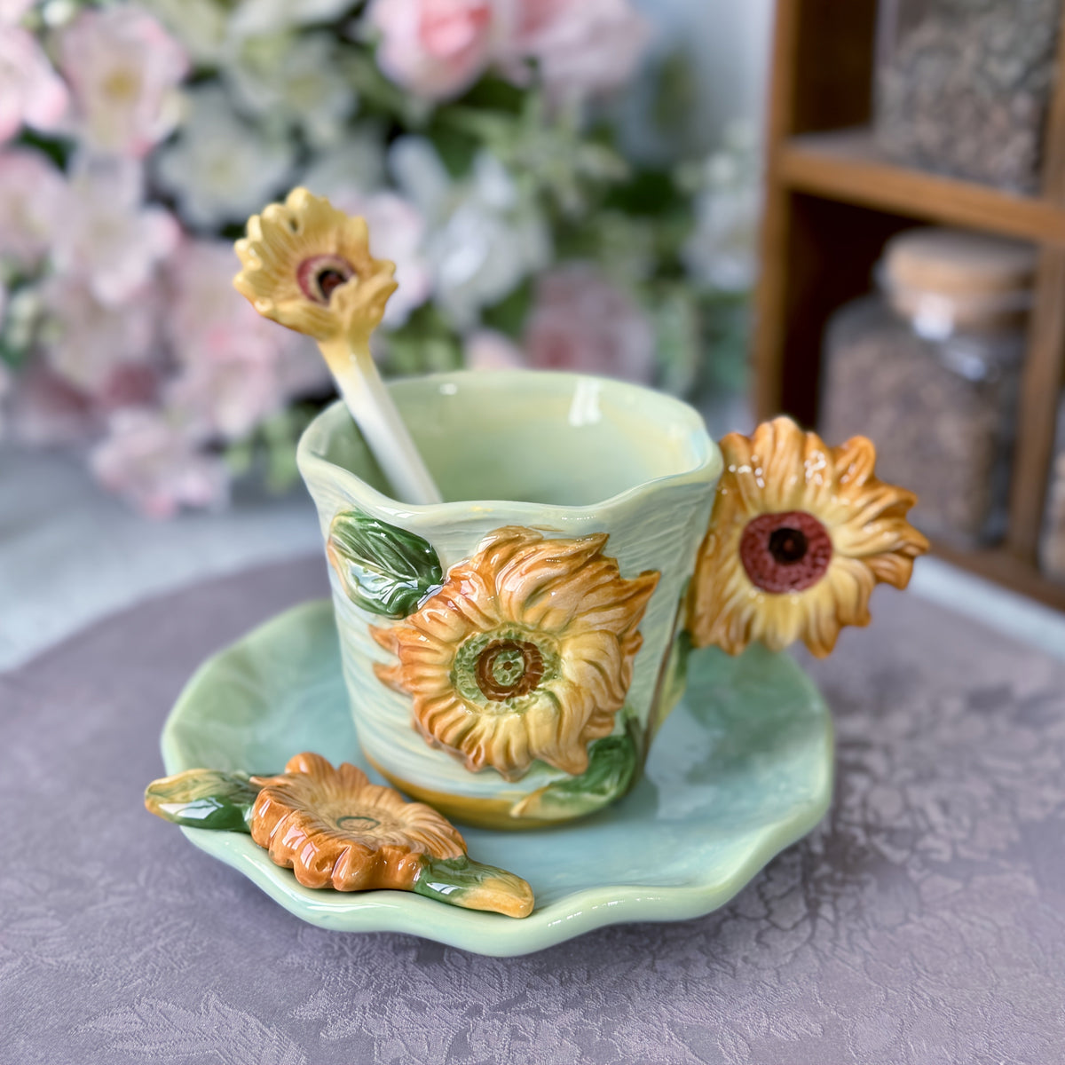 ArtSip Keramische Kop & Schotel Set – Handgeschilderd 3D Design geïnspireerd op Van Gogh Vestragear