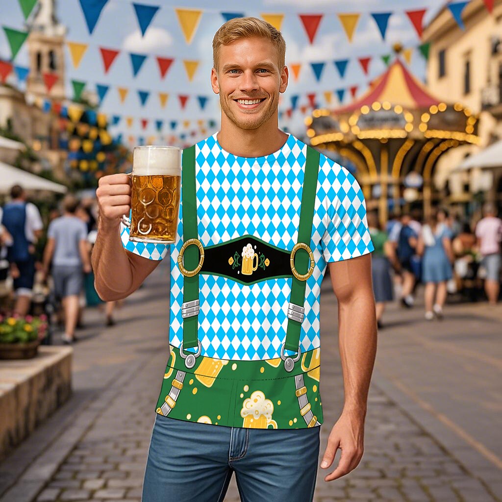 BierBuam – Heren T-Shirt met Lederhosen-Print – Jouw Luchtige Oktoberfest-Look