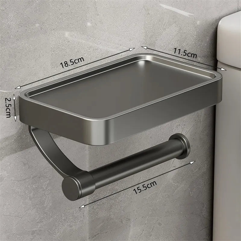 Veltrix Toiletrolhouder – Roestvrijstalen toiletrolhouder met plankje en geborsteld design