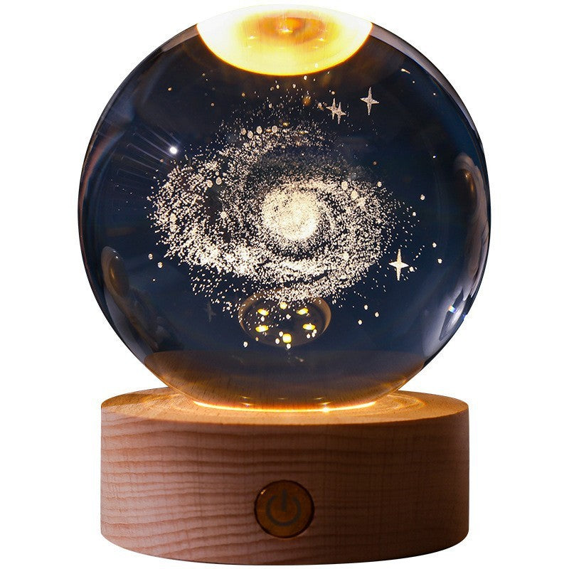 CrystalGlow Nachtlamp – 3D Kristallen Bol met Warm Licht