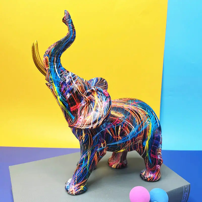 ElevaArt Olifant Beeld – Kleurrijk Abstract Decoratiebeeld met Handgemaakt Vakmanschap