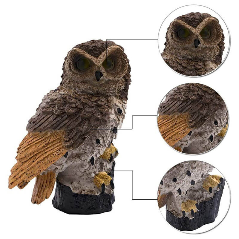 Lunvra Zonnelamp – Decoratieve solarlamp in uil-design met warm wit licht voor buiten