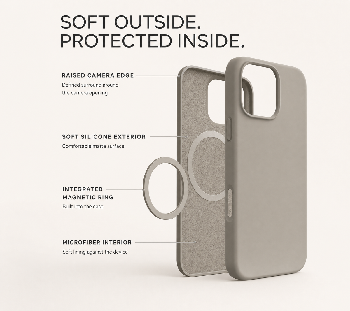 iPhone Hoesje met MagSafe – Siliconen Backcover met Zachte Grip en Magnetische Ring Vestragear