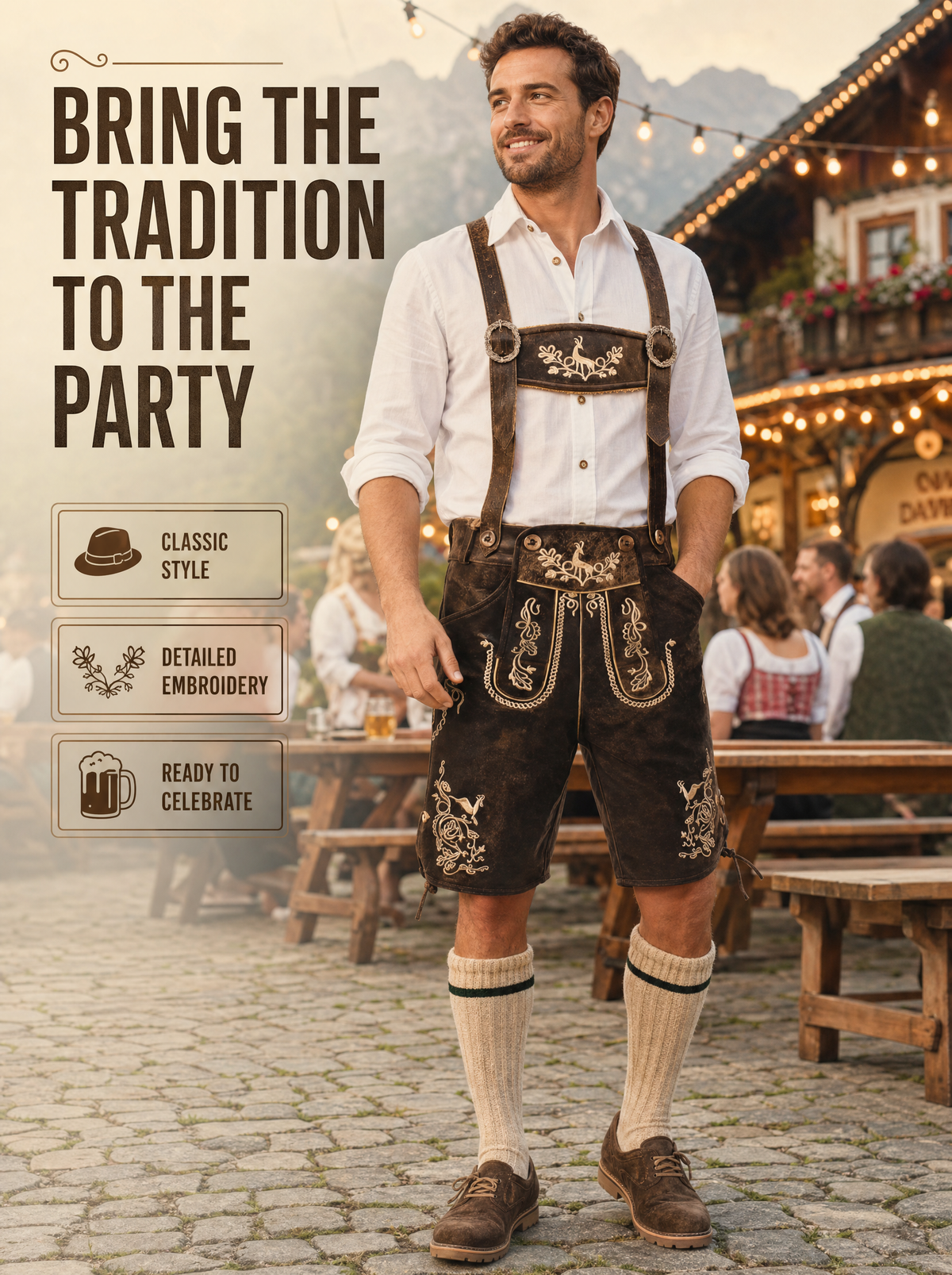 AlpenViktor – Heren Lederhosen Oktoberfest Set – Authentiek & Feestelijk VestraGear