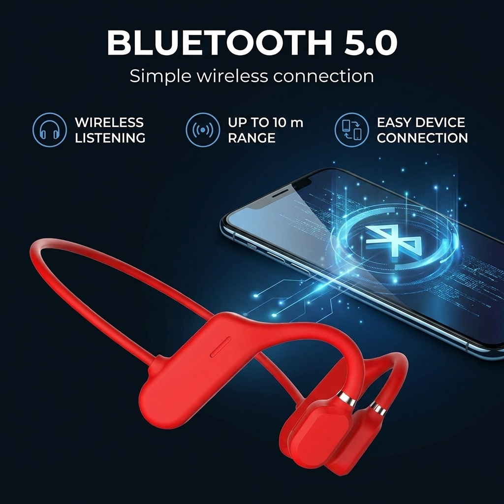 Bone Conduction Sportkoptelefoon – Draadloos, Lichtgewicht & IP67 Waterbestendig Vestragear