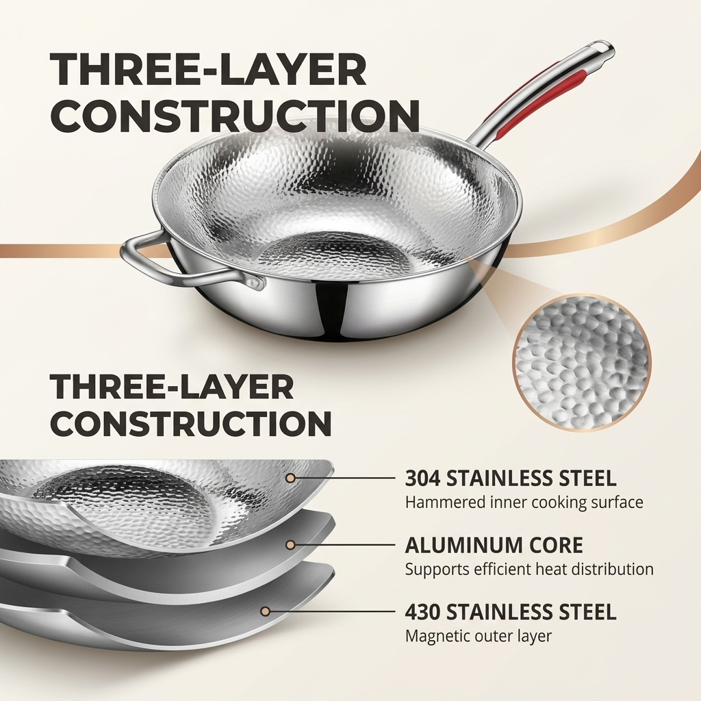 Titanium Wokpan 30 cm – Inductie, Ronde Bodem & Lichtgewicht Design Vestragear
