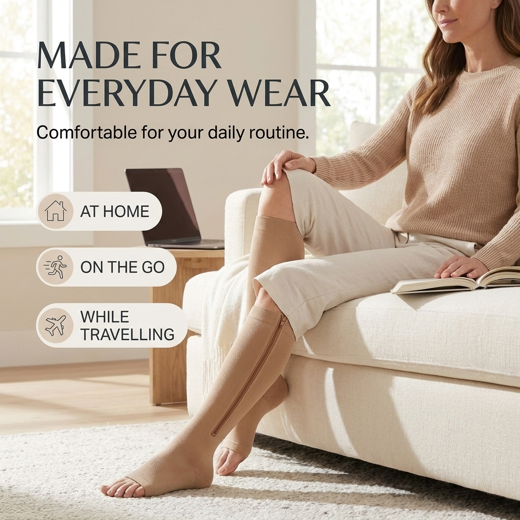 Compressiekousen met Rits – Ademend, Open Teen & Comfortabele Pasvorm Vestragear