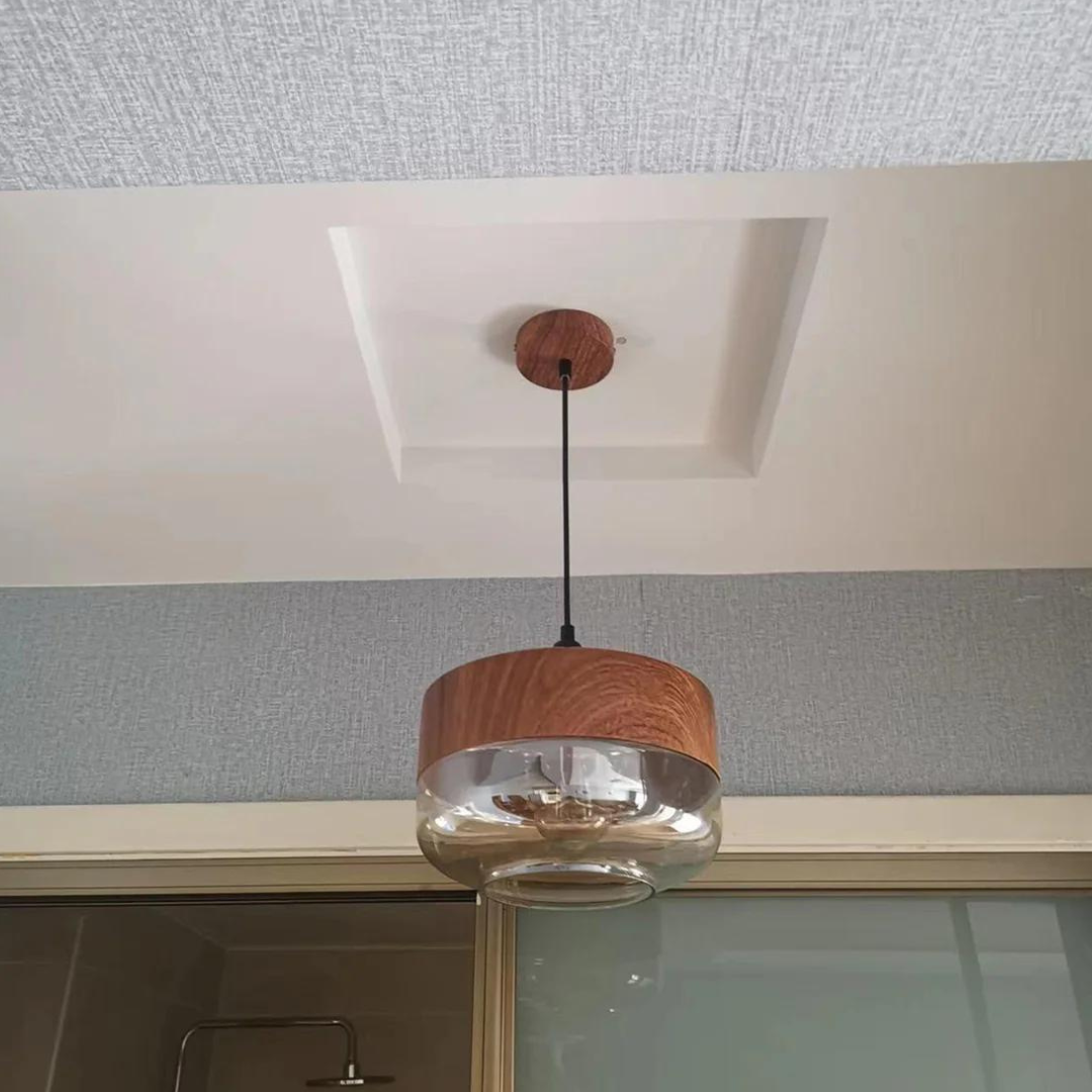 Lunora – Scandinavische plafondlamp hout & glas – modern en sfeervol