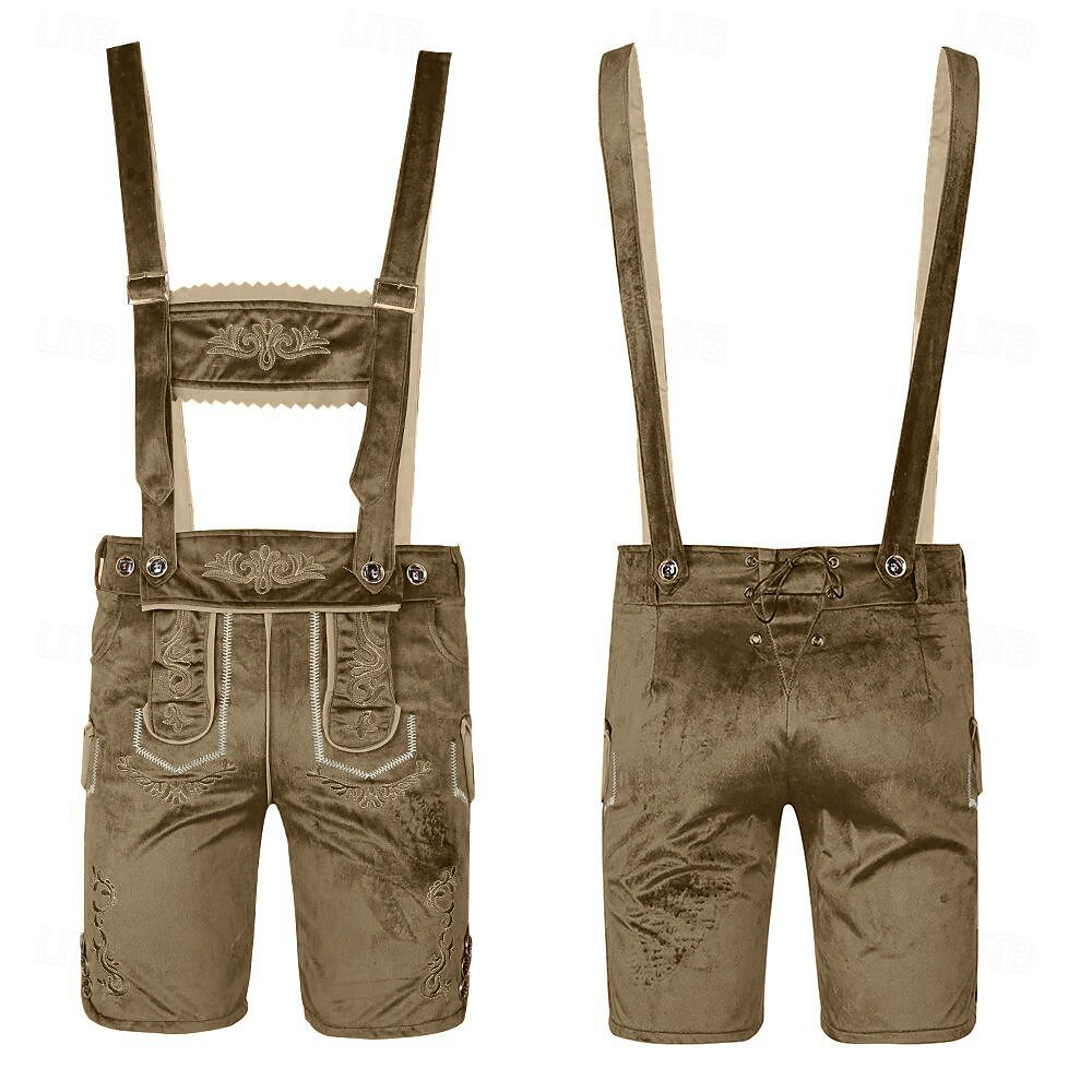 BergKraft – Heren Lederhosen-Shorts met Borduursel – Zwart of Bruin