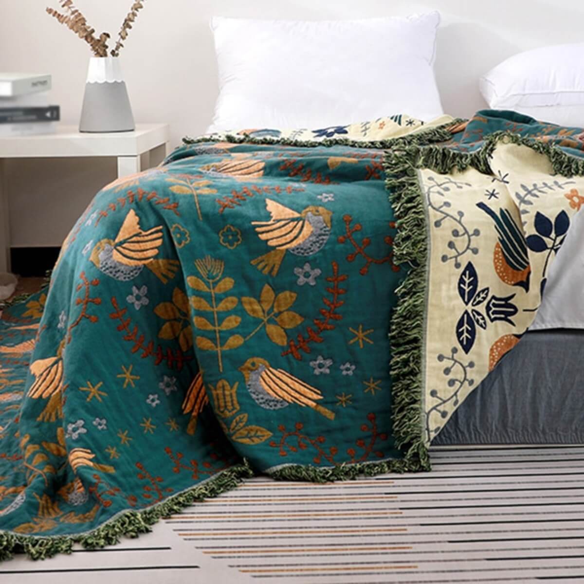 Vellona Plaid – Omkeerbare Scandinavische plaid van zachte stof met stijlvol dubbelzijdig design