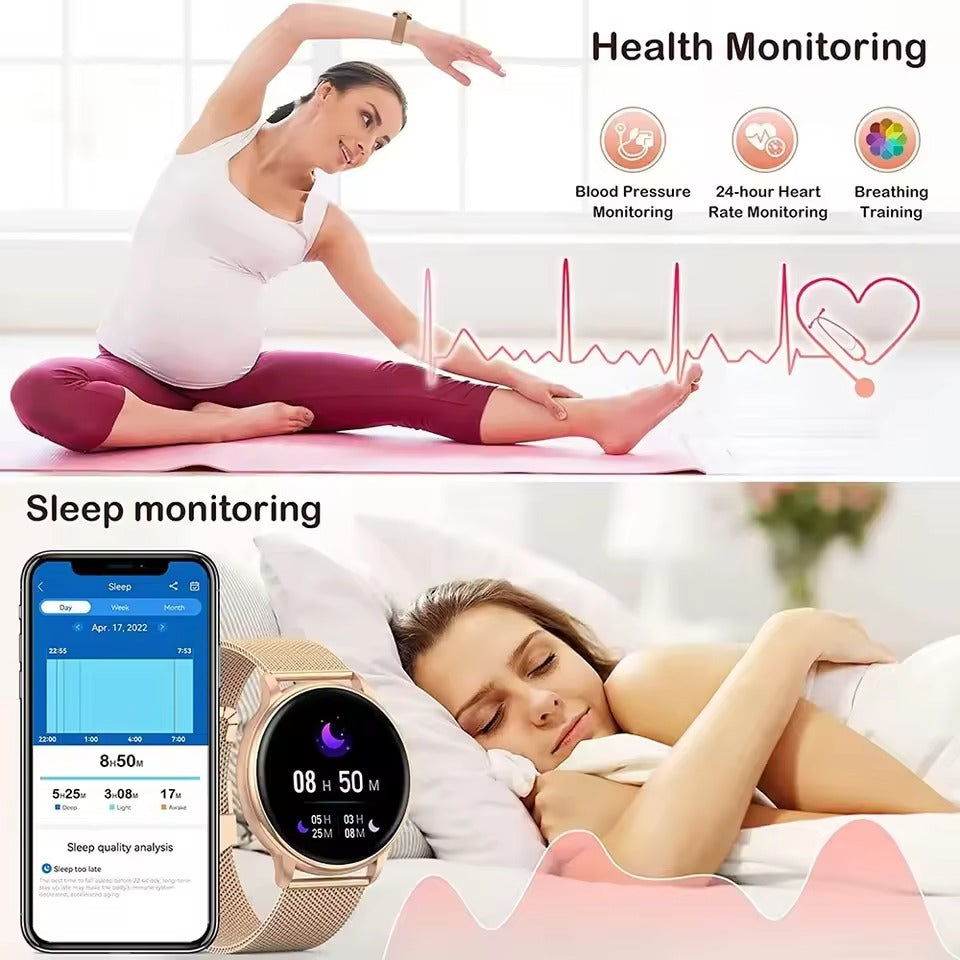 Smartwatch – Roestvrijstalen Horloge, Bluetooth & Lange Accuduur