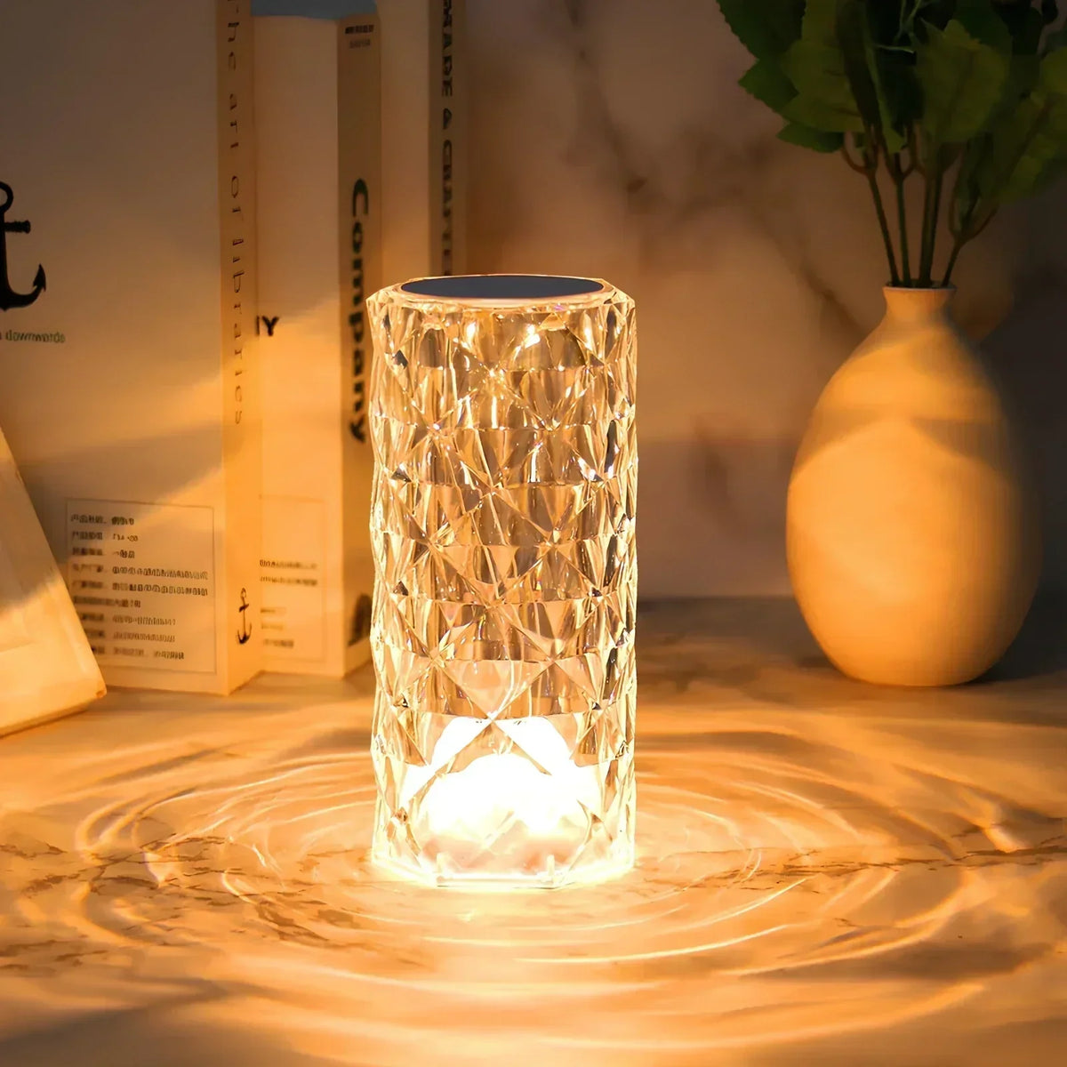 Aurora Kristallen Tafellamp – Dimbare oplaadbare LED lamp met 16 kleuren & touchbediening