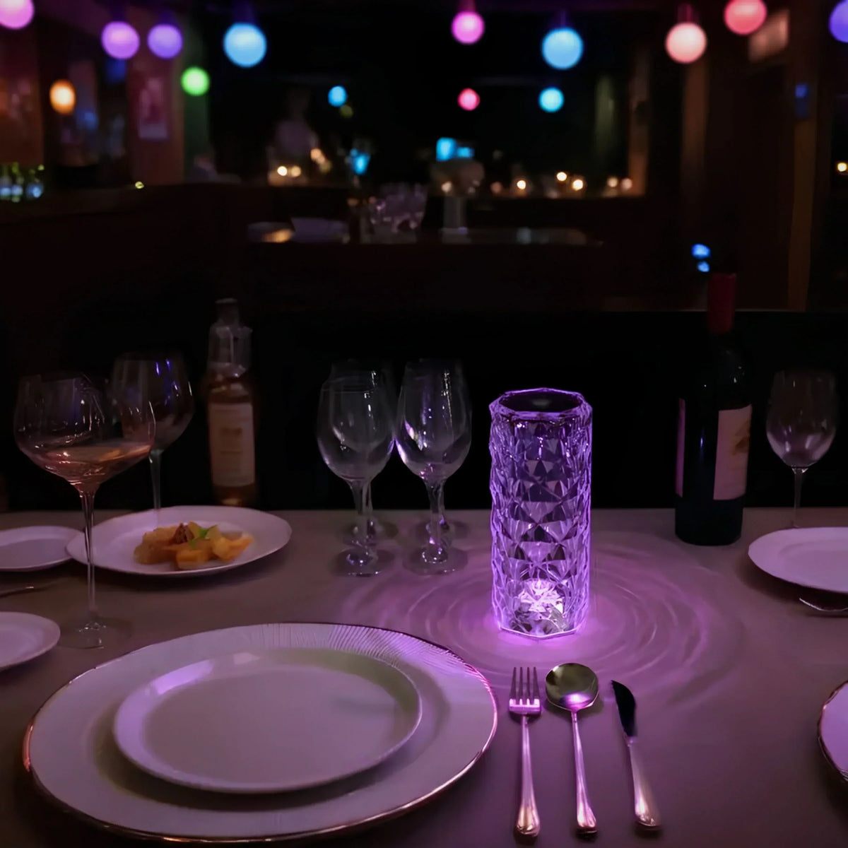 Aurora Kristallen Tafellamp – Dimbare oplaadbare LED lamp met 16 kleuren & touchbediening