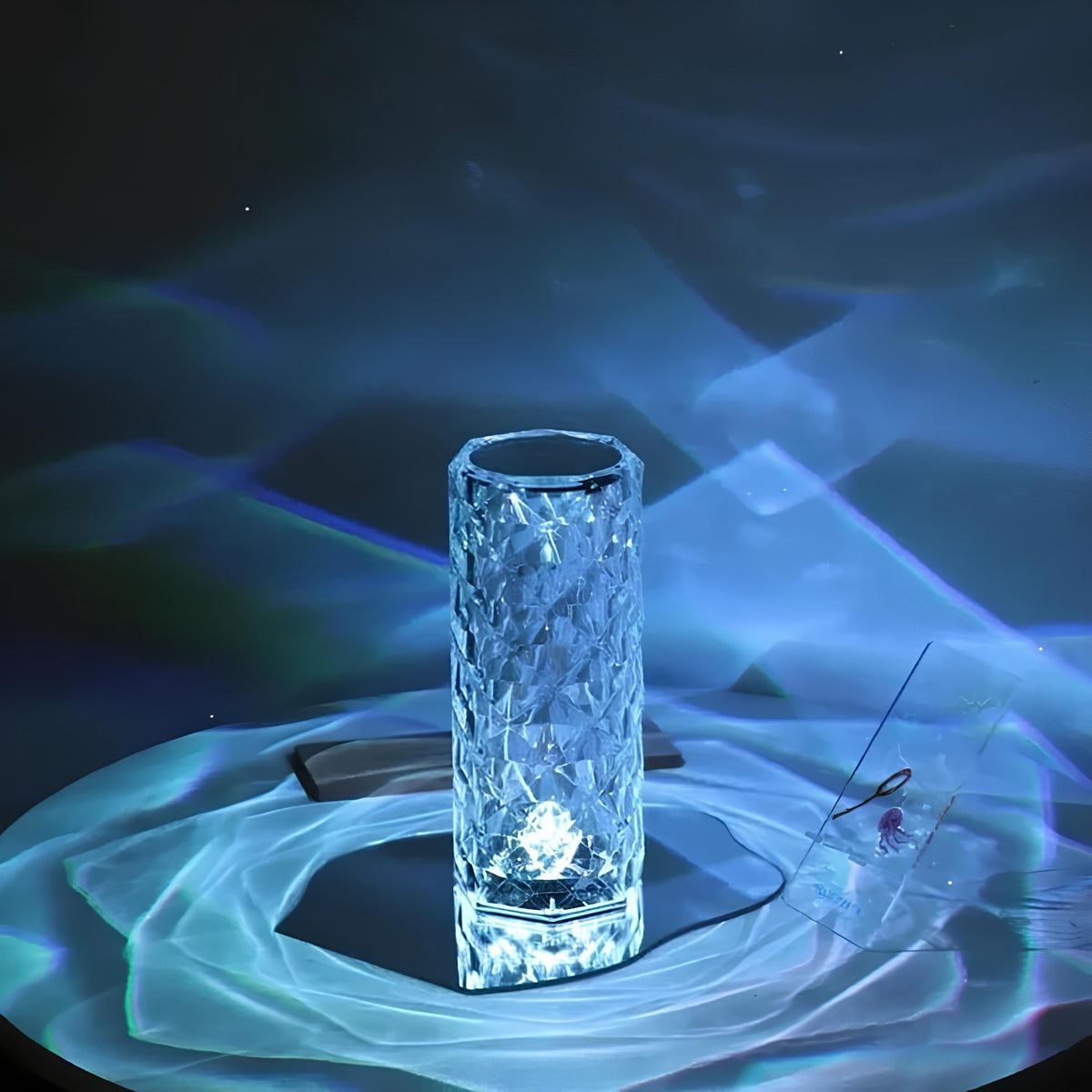 Aurora Kristallen Tafellamp – Dimbare oplaadbare LED lamp met 16 kleuren & touchbediening