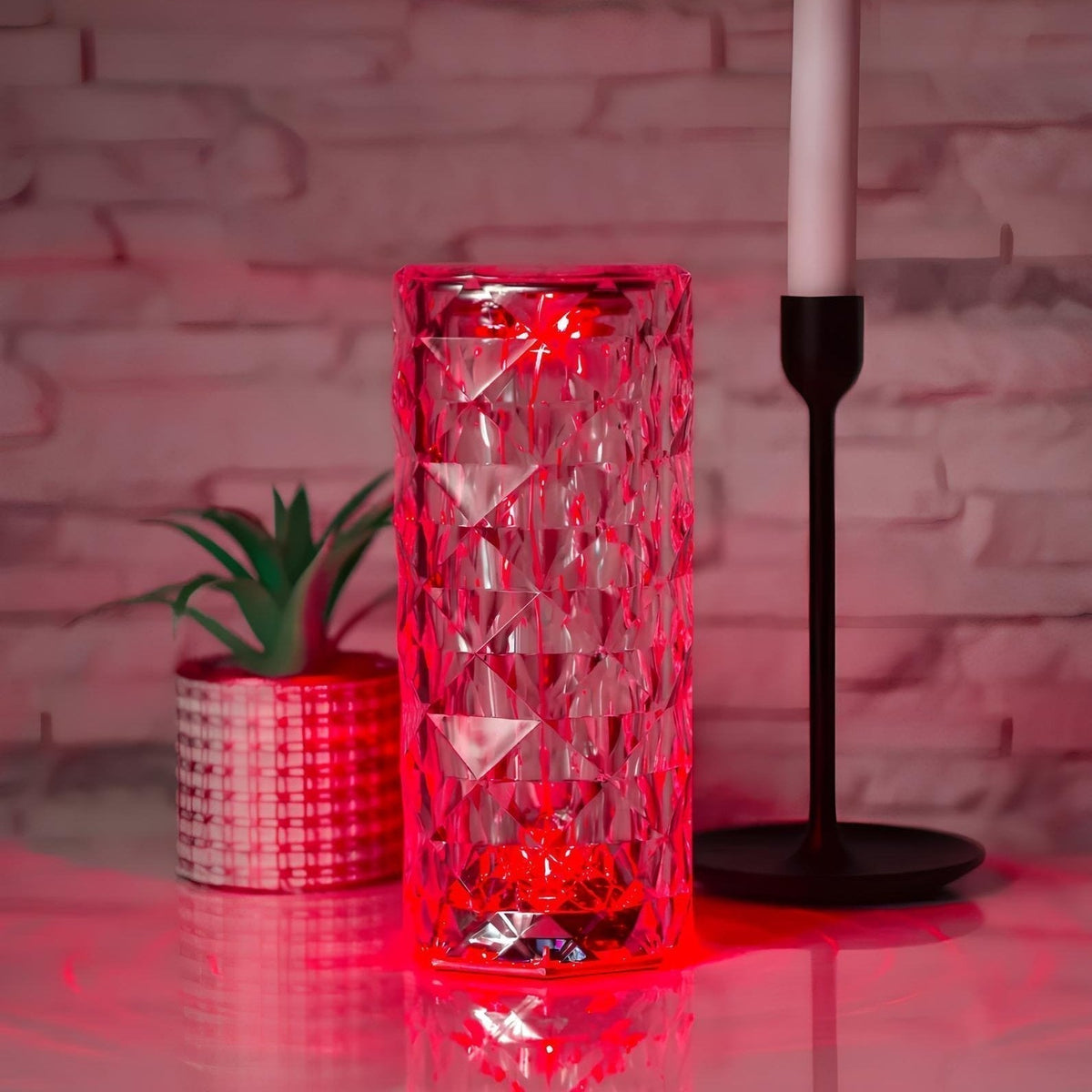 Aurora Kristallen Tafellamp – Dimbare oplaadbare LED lamp met 16 kleuren & touchbediening