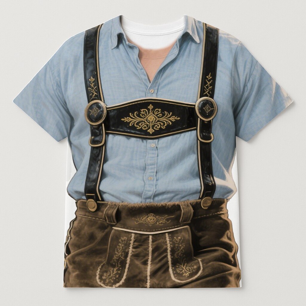 WiesnLook – Heren T-Shirt met Lederhosen-Print – Humorvolle Oktoberfest Outfit
