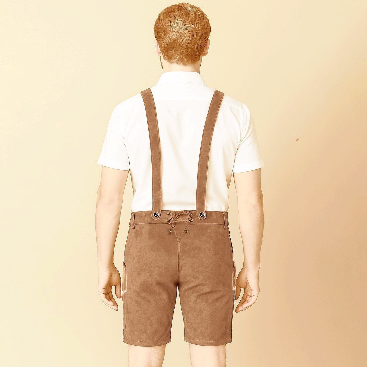 TrachtenHeld – Heren Korte Lederhosen met Borduursel – Bruin/Zwart