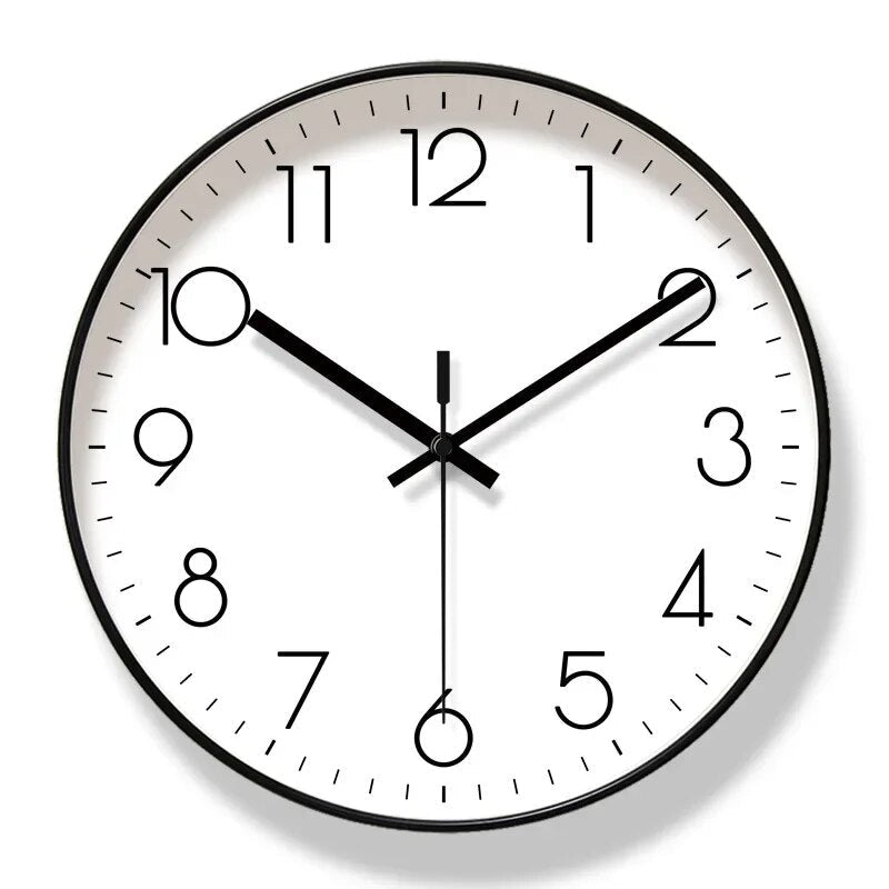 Nordictime Wandklok – Stille Quartz Klok in Zwart-Wit Design