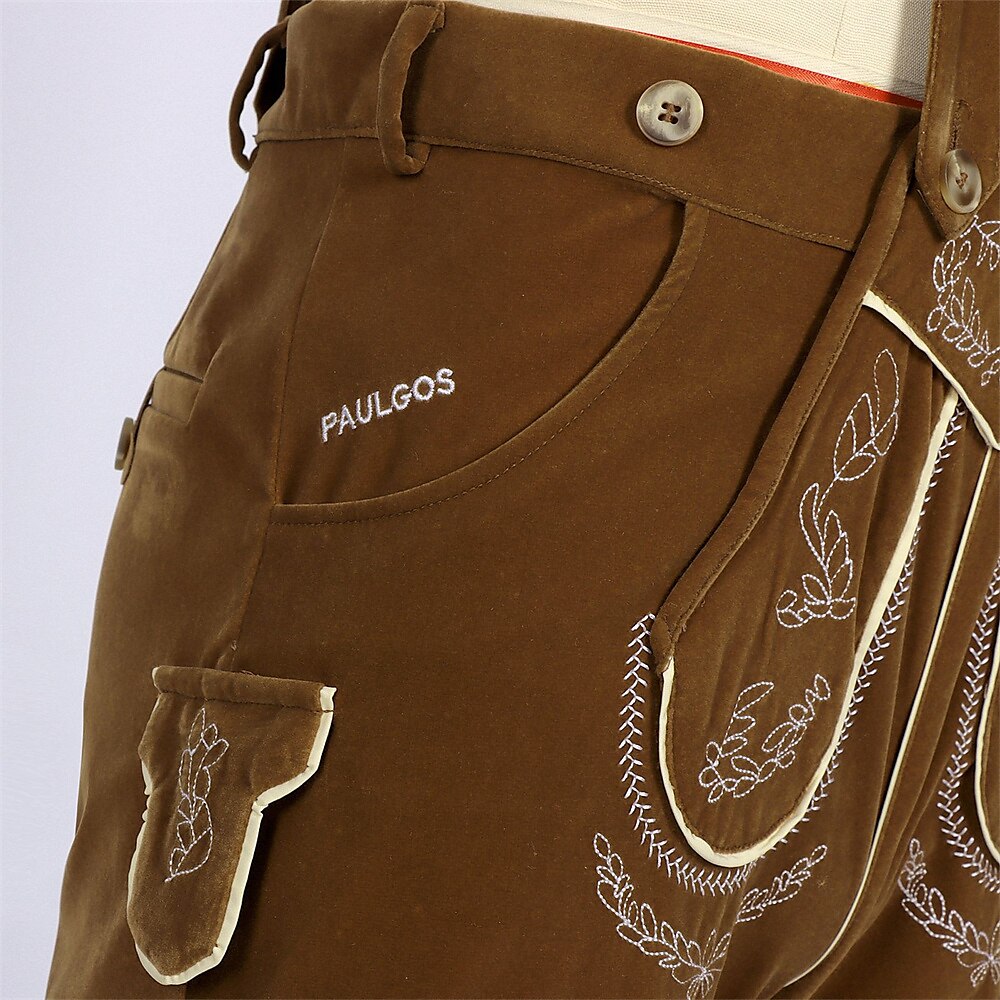 AlpenGeist – Heren Lederhose met Borduursel – Bruin Suède-Look Oktoberfest