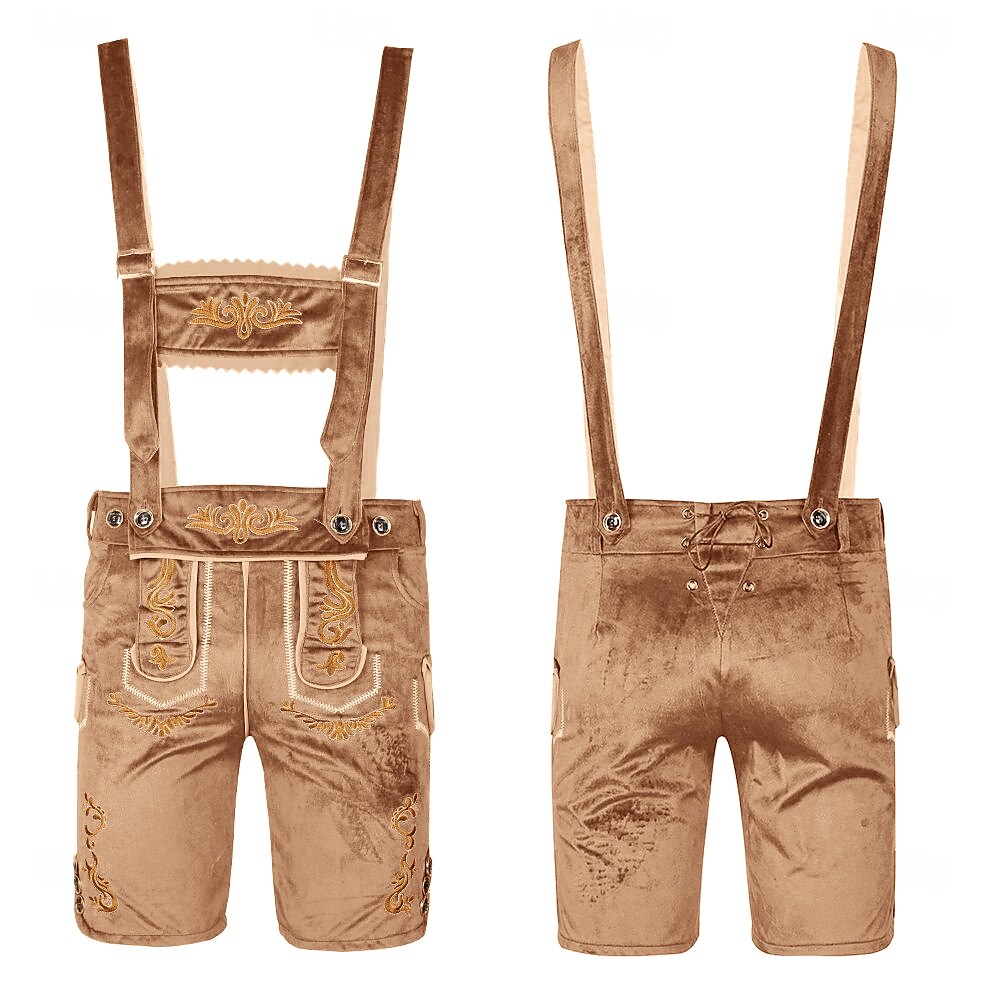 BergKraft – Heren Lederhosen-Shorts met Borduursel – Zwart of Bruin