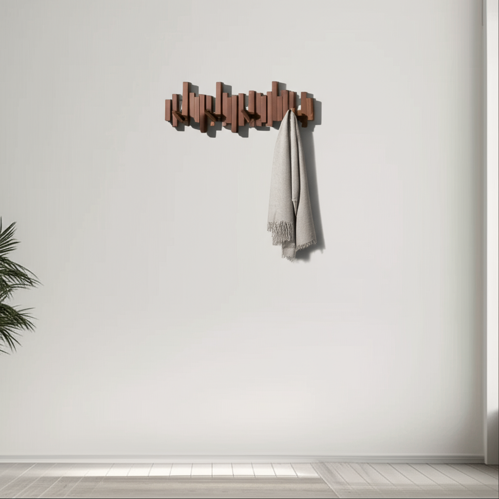 Kapstok met Magnetische Klapbare Haken en Houten Opties Vestragear